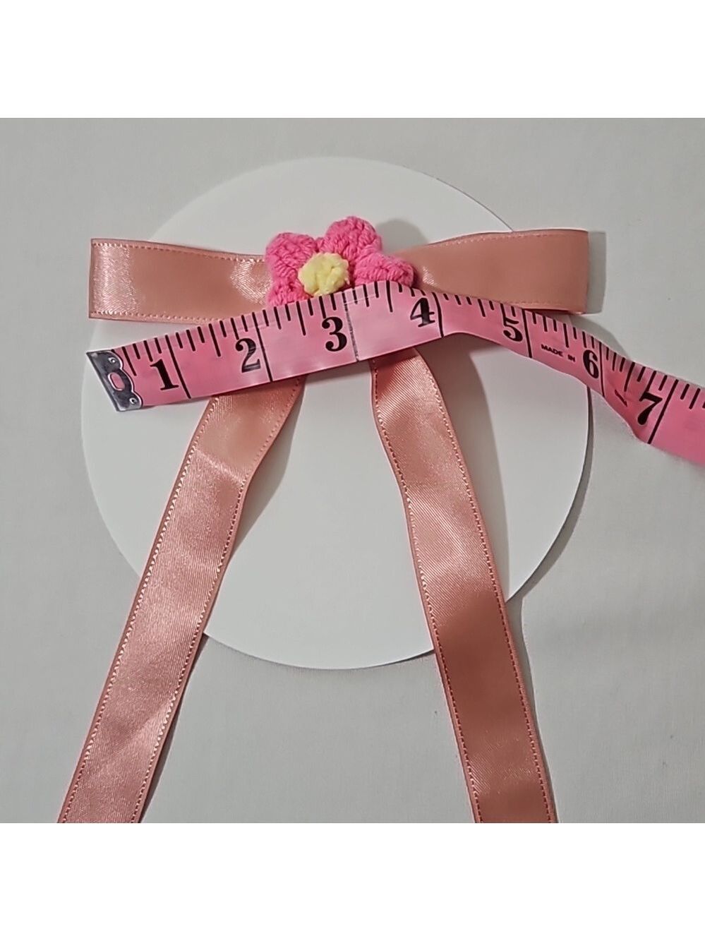 Handmade Crochet Flower Alligator Clip Pink Hair Accessory - Picture 15 of 17